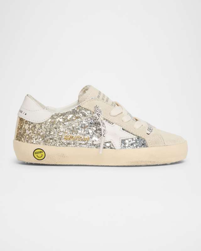 Girl's Super Star Glitter Leather Low-Top Sneakers, Toddler/Kids